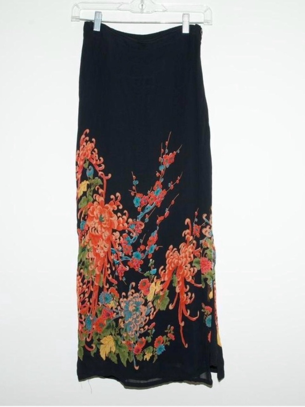 Style & Co. Black Maxi Skirt with Coral Floral Print